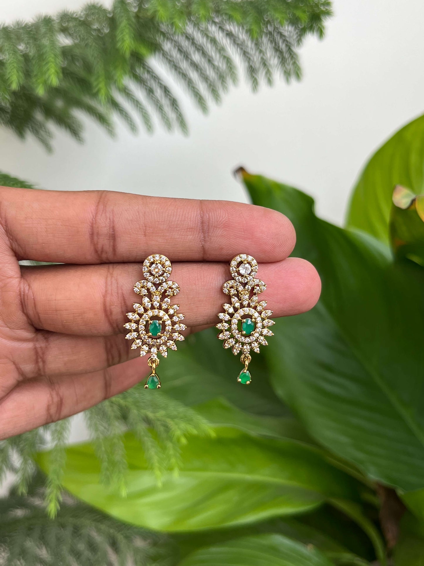 Emerald Green CZ Dangler Earrings