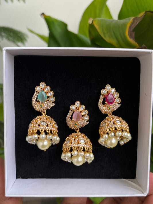 Gold Look-Alike Stone Jhumka Earrings