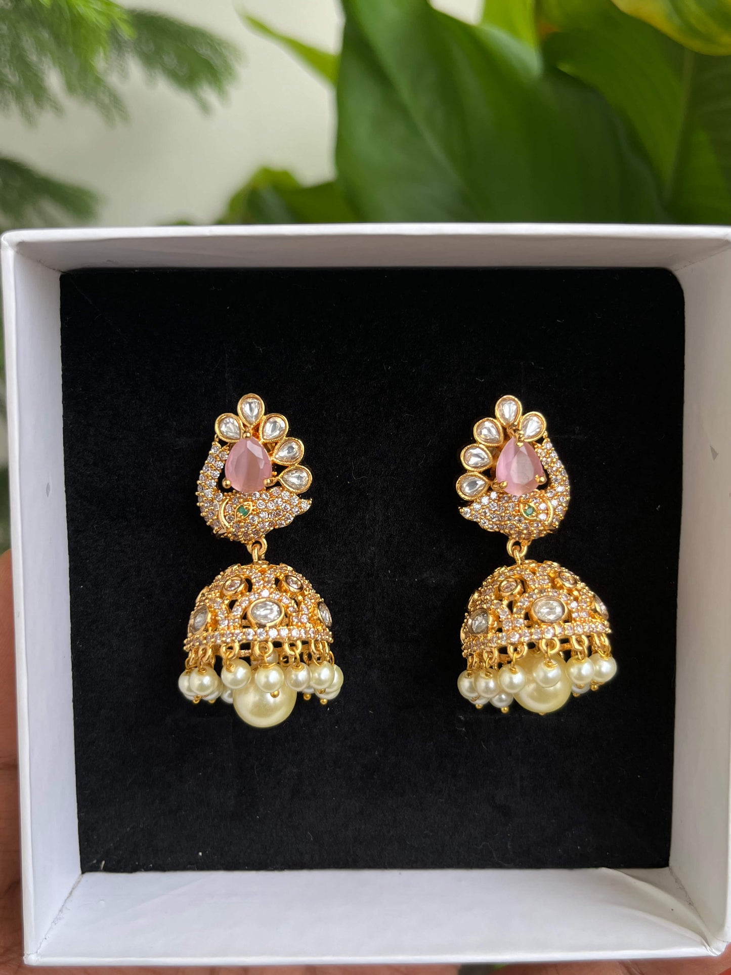 Gold Look-Alike Stone Jhumka Earrings