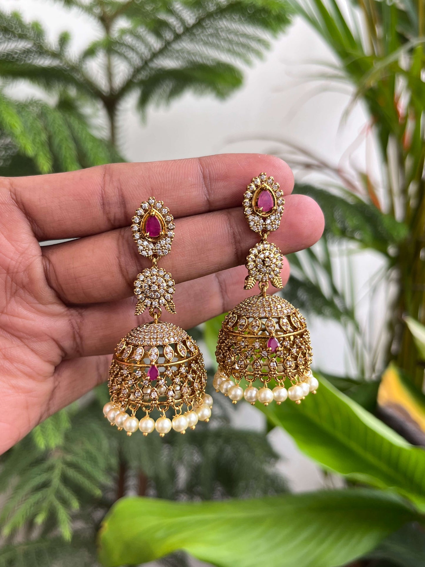 Victorian Big Jhumka Earrings | Available in 2 Colors | Bridal & Party Wear Imitation Jewellery
