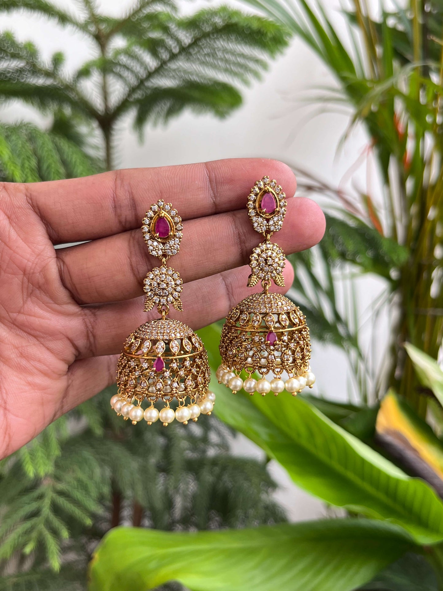 Victorian Big Jhumka Earrings | Available in 2 Colors | Bridal & Party Wear Imitation Jewellery