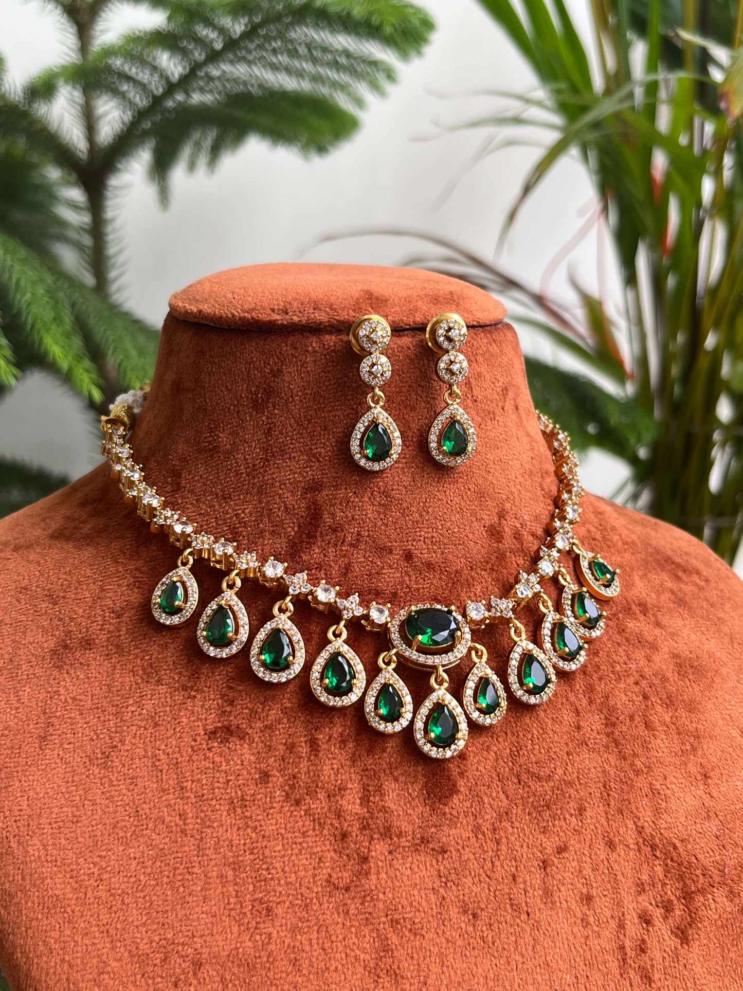 AD Drop Necklace Set with Earrings