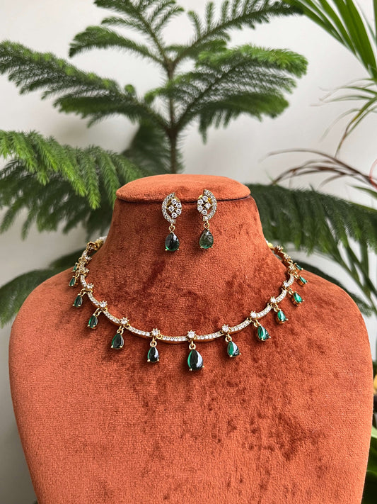 Elegant Moissanite Drop Necklace Set with Matching Earrings