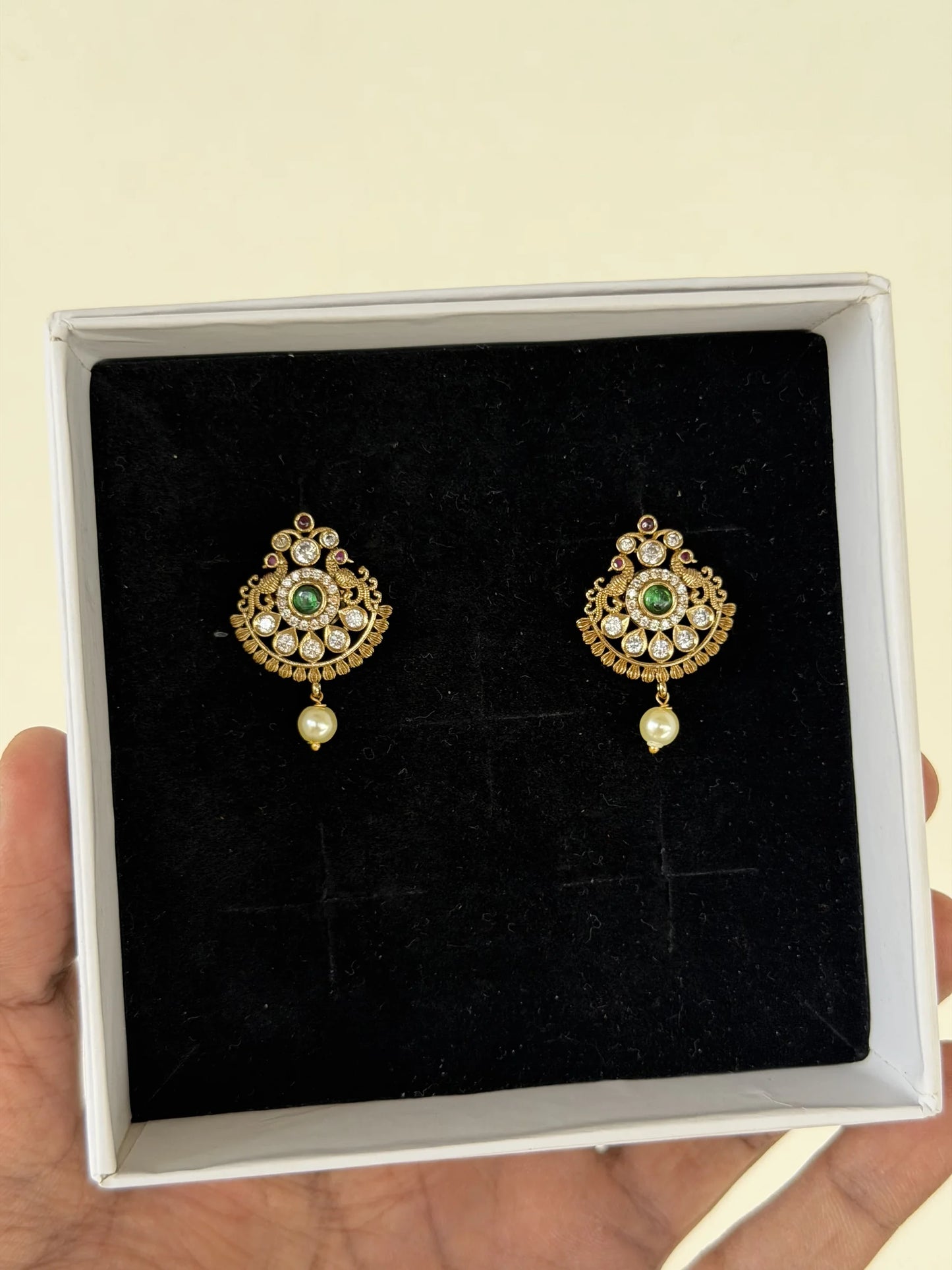 Pearl Kundan Stud Earrings