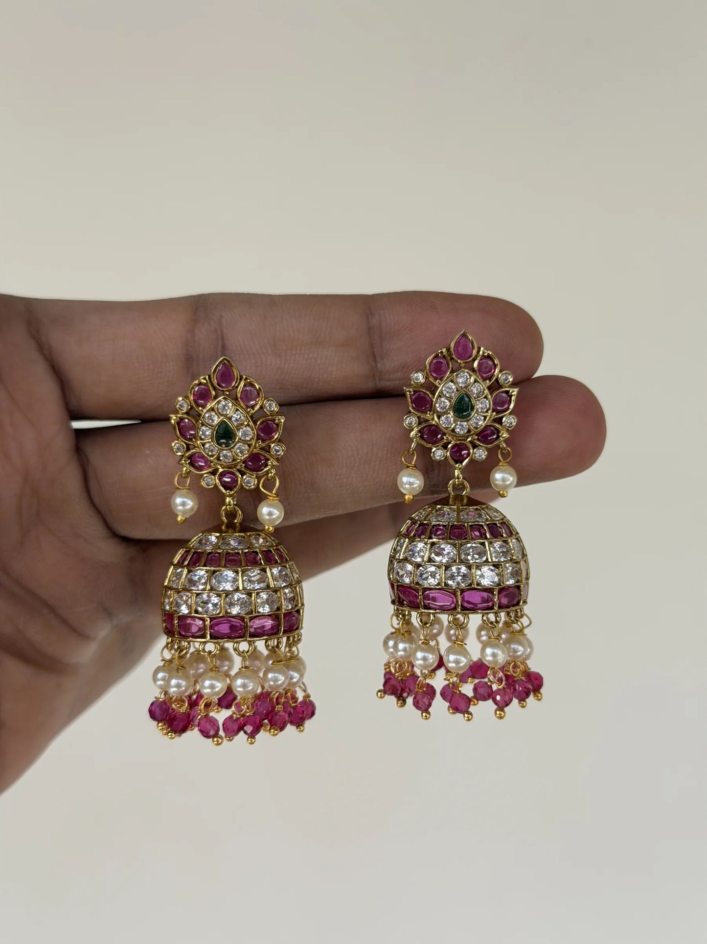 Ruby Pearl Jhumka Earrings