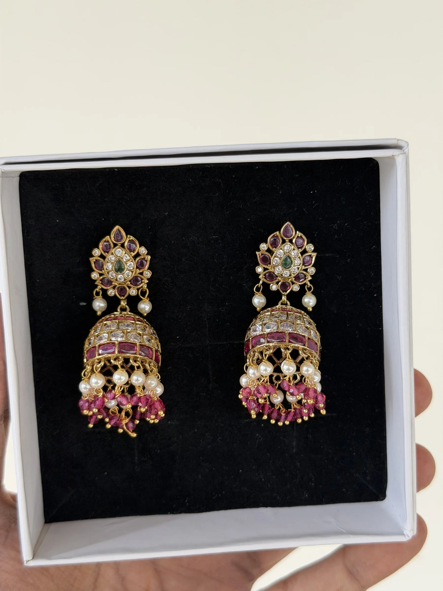 Ruby Pearl Jhumka Earrings