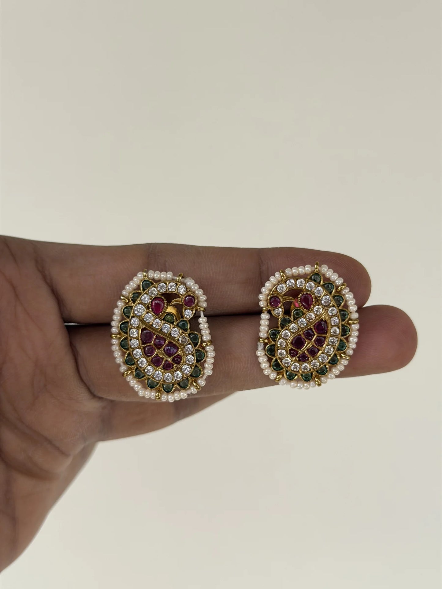 Pearl Peacock Stud Earrings