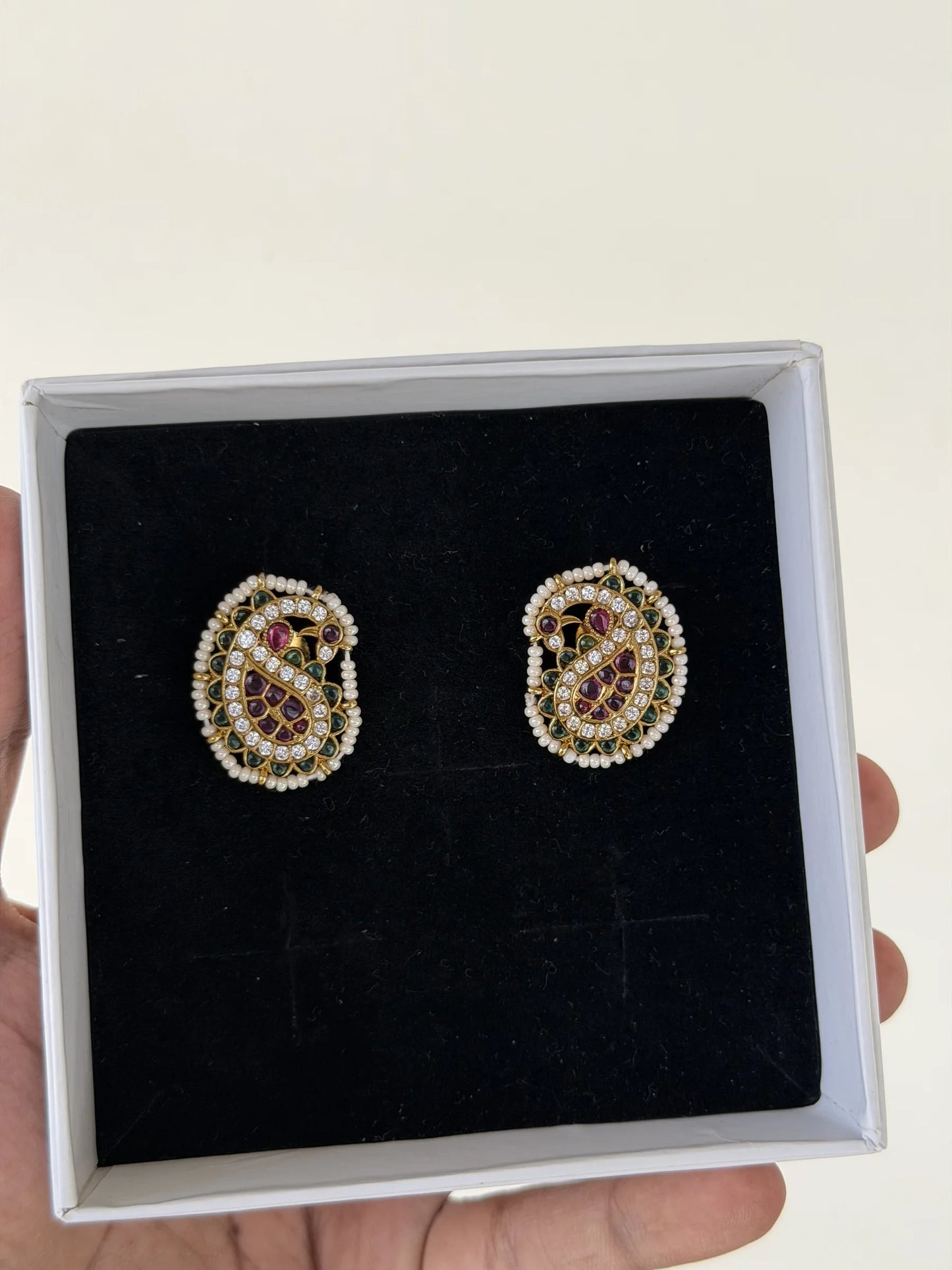 Pearl Peacock Stud Earrings