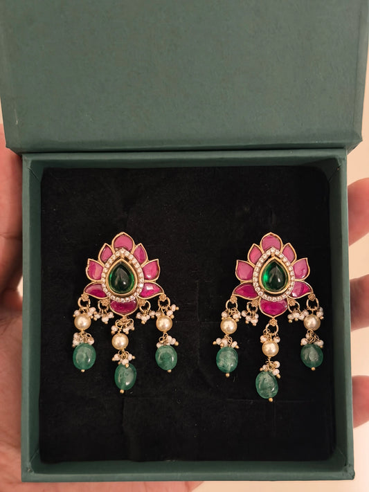 Jadau Kundan Lotus Stud Earrings