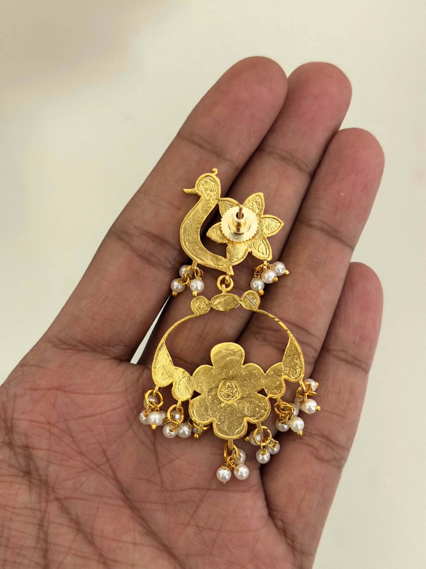 Jadau kundan Multi Color Chandbali Earrings