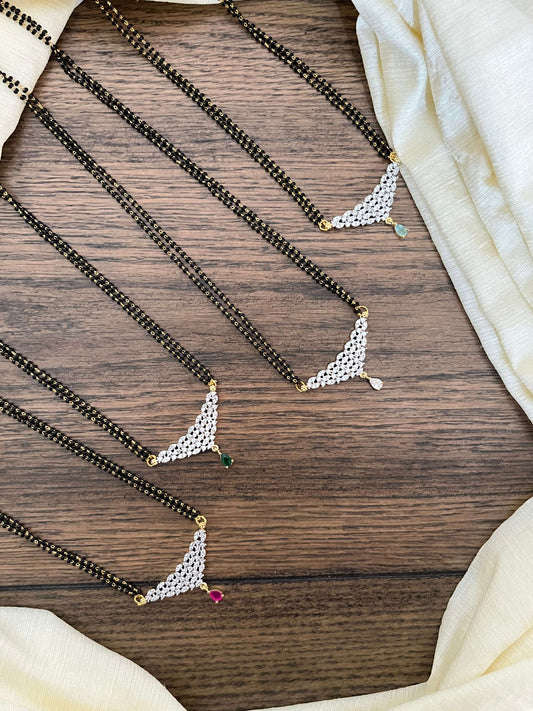 Medium Length CZ Pendant Mangalsutra – 4 Variants (Green, Mint, Ruby & White)