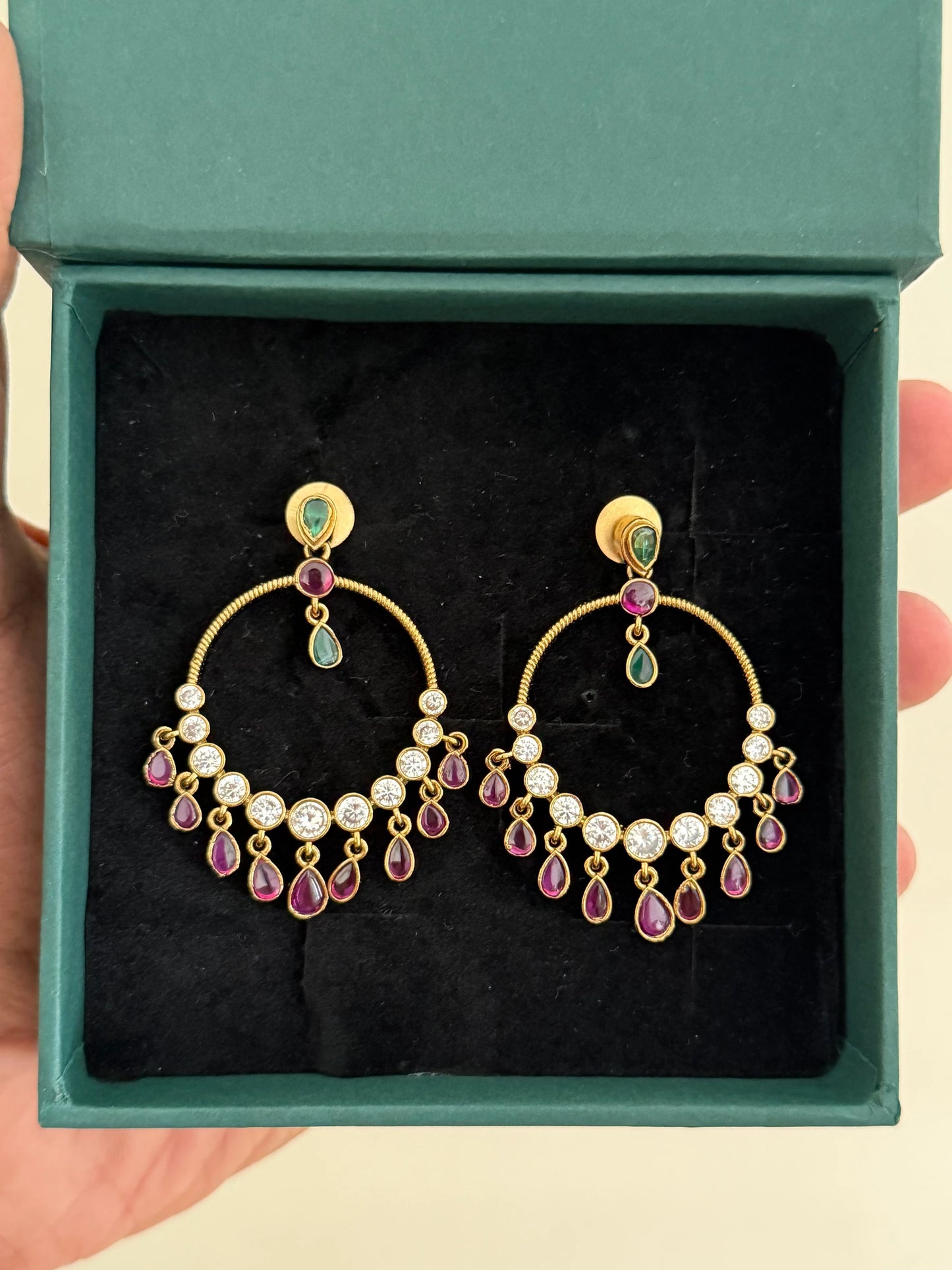 Pink Drops Fringe Hoop Earrings