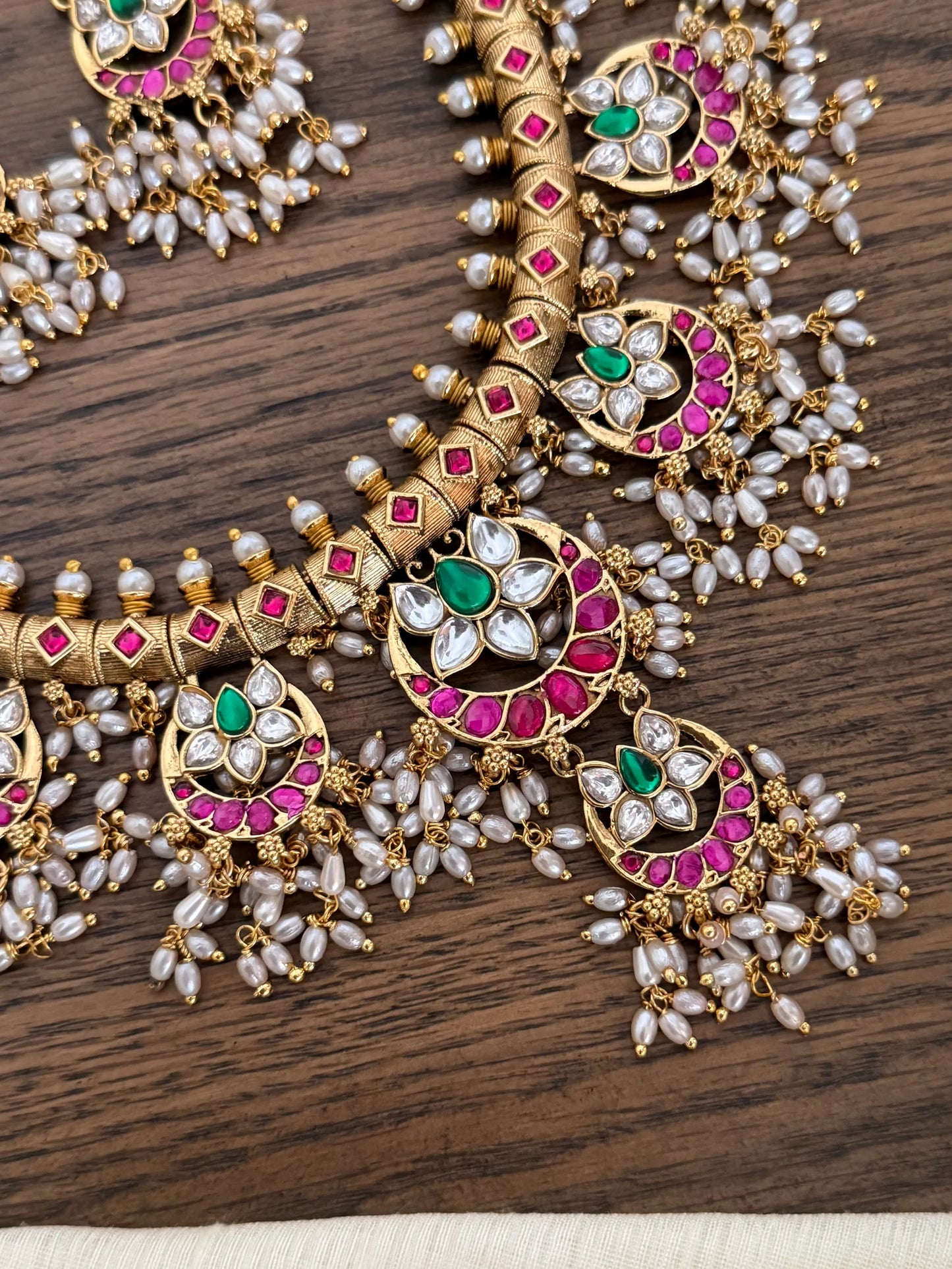 Kundan Chandbali Cluster Necklace Set