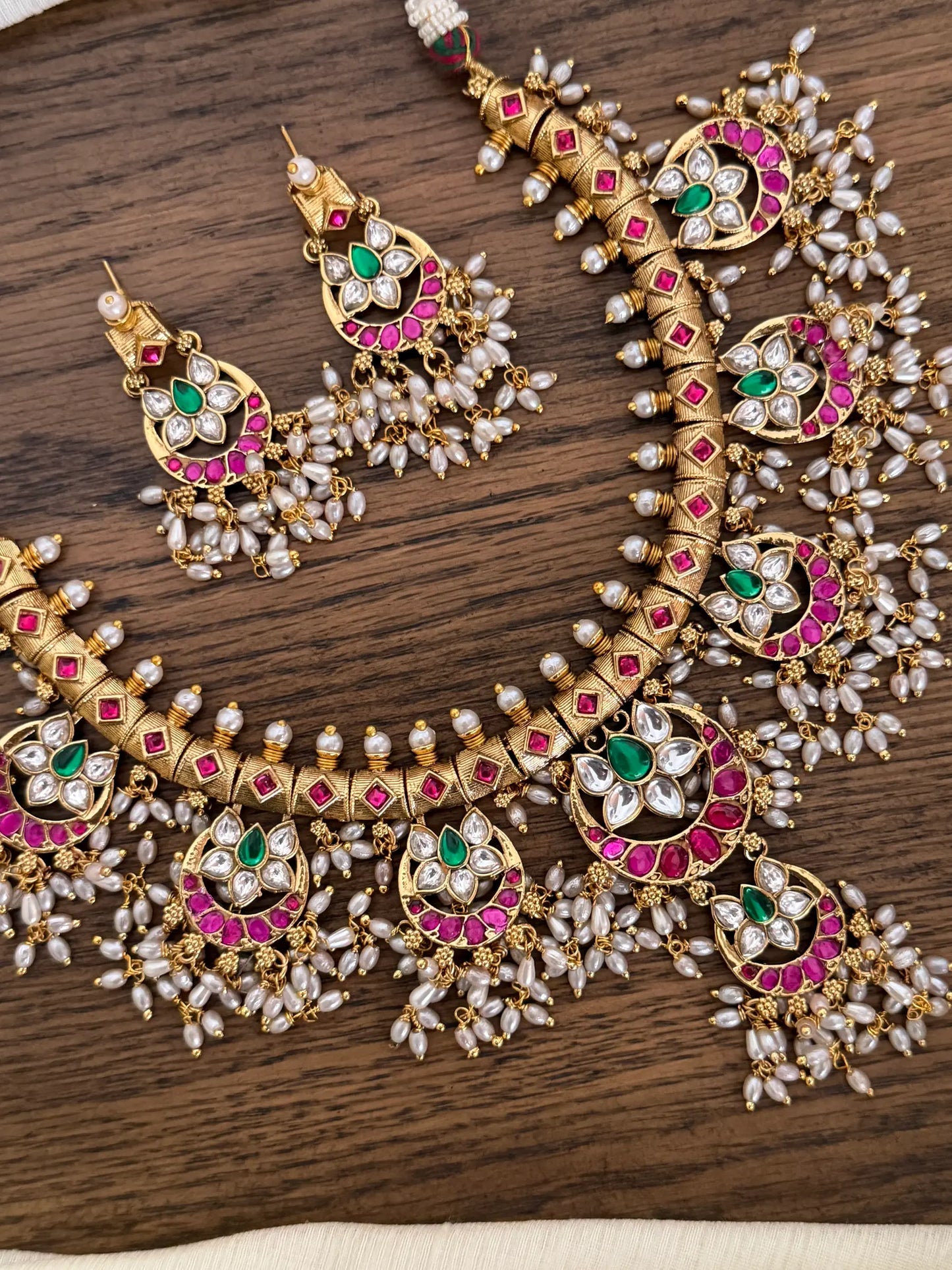 Kundan Chandbali Cluster Necklace Set