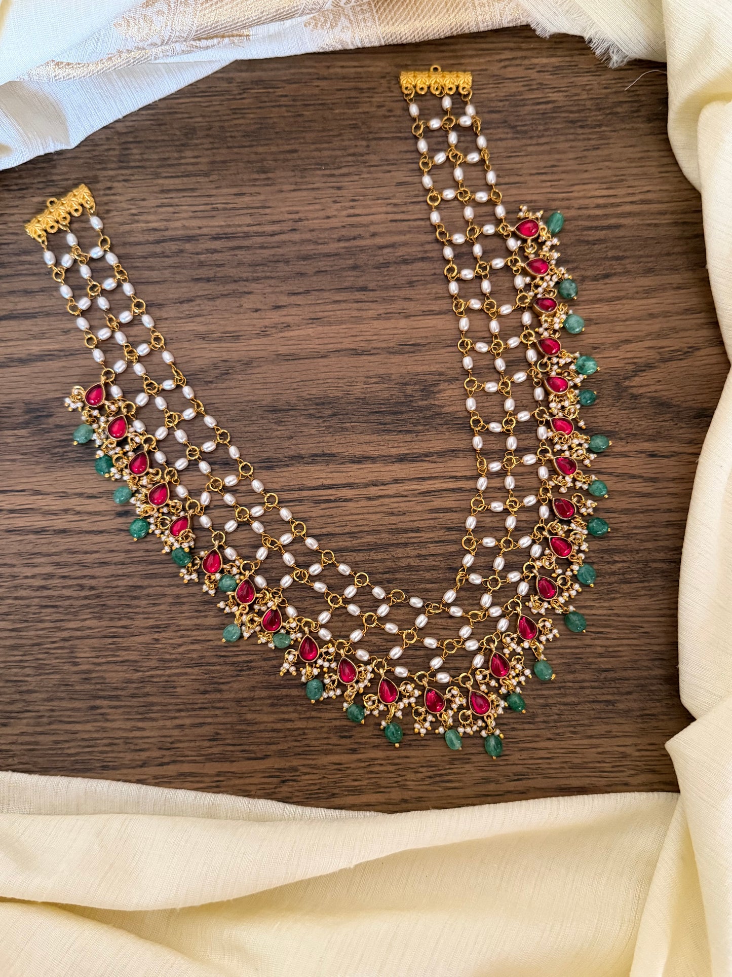 Jadau Kundan Pearl Multi-Strand Necklace