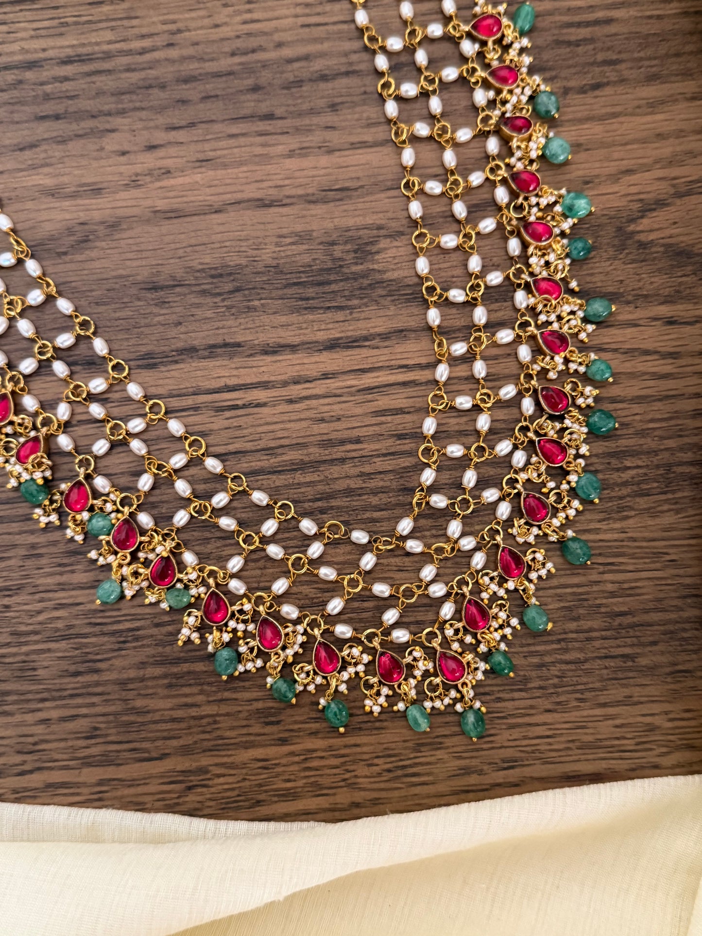Jadau Kundan Pearl Multi-Strand Necklace