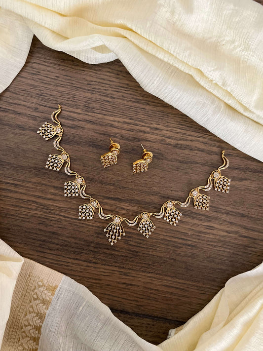 Elegant Diamond Look Alike Necklace Set with Matching Earrings