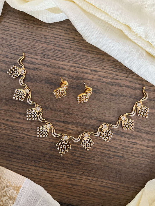 Elegant Diamond Look Alike Necklace Set with Matching Earrings