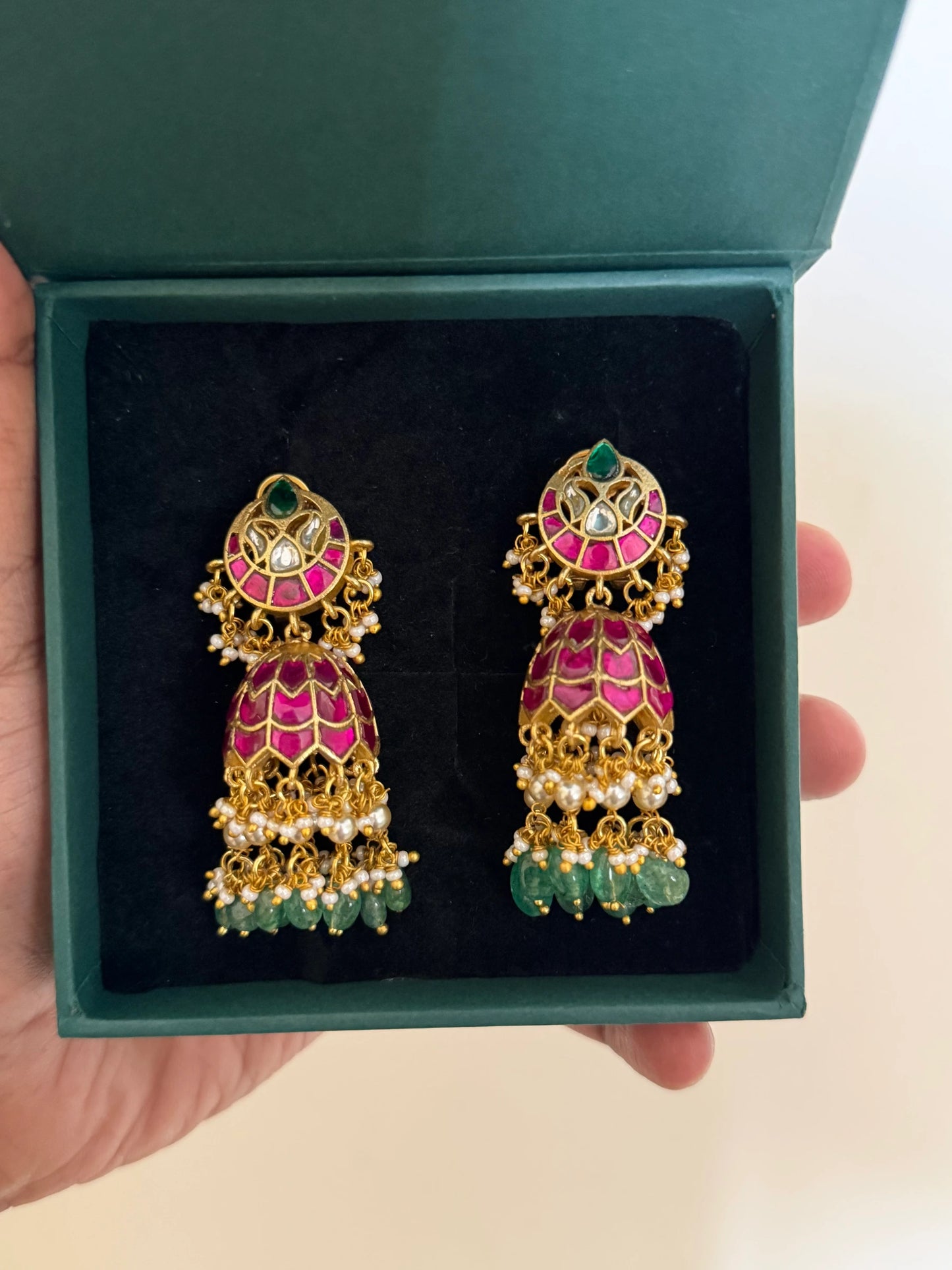 Jadau Kundan Stone Layered Jhumka Earrings