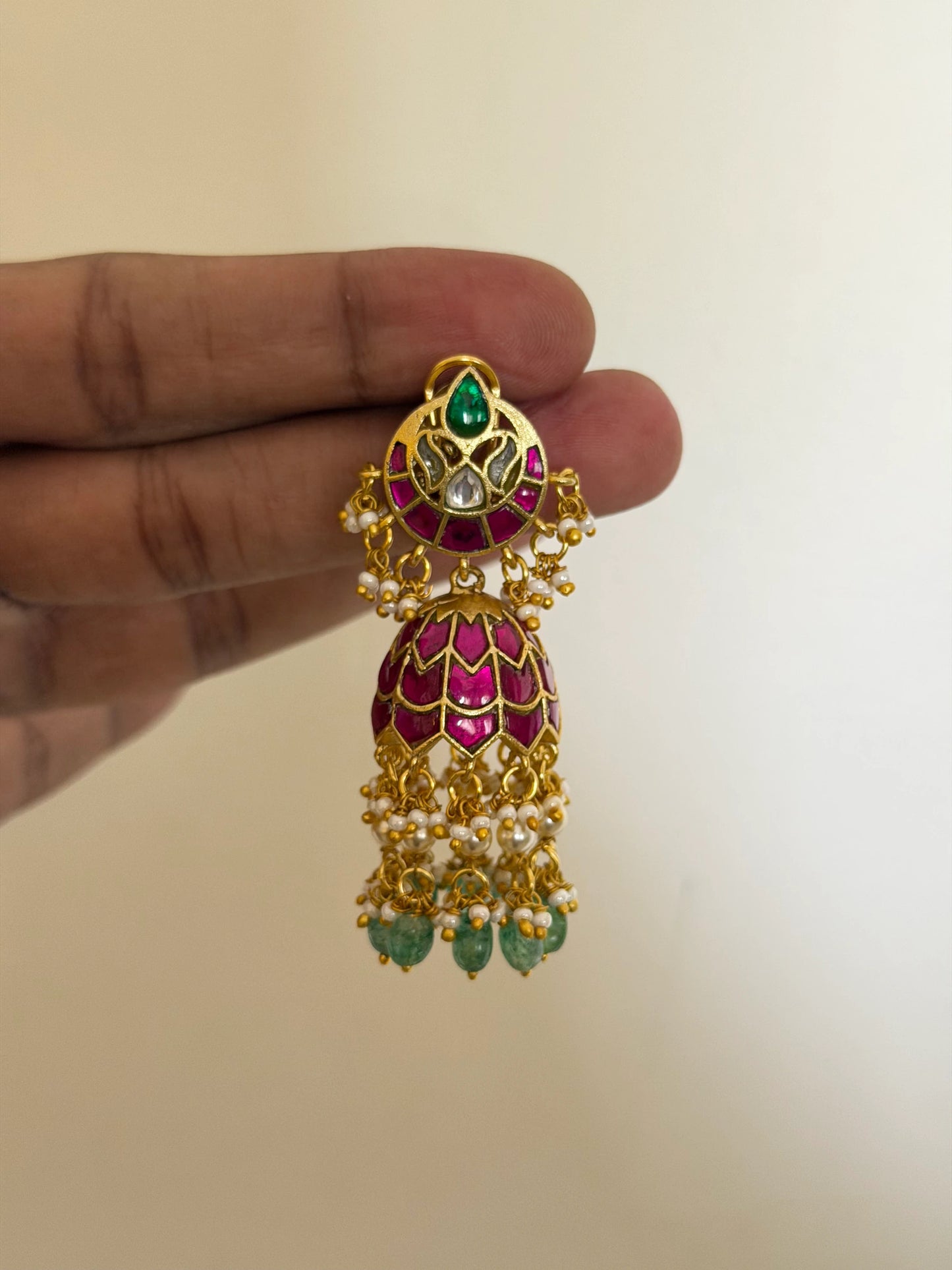 Jadau Kundan Stone Layered Jhumka Earrings
