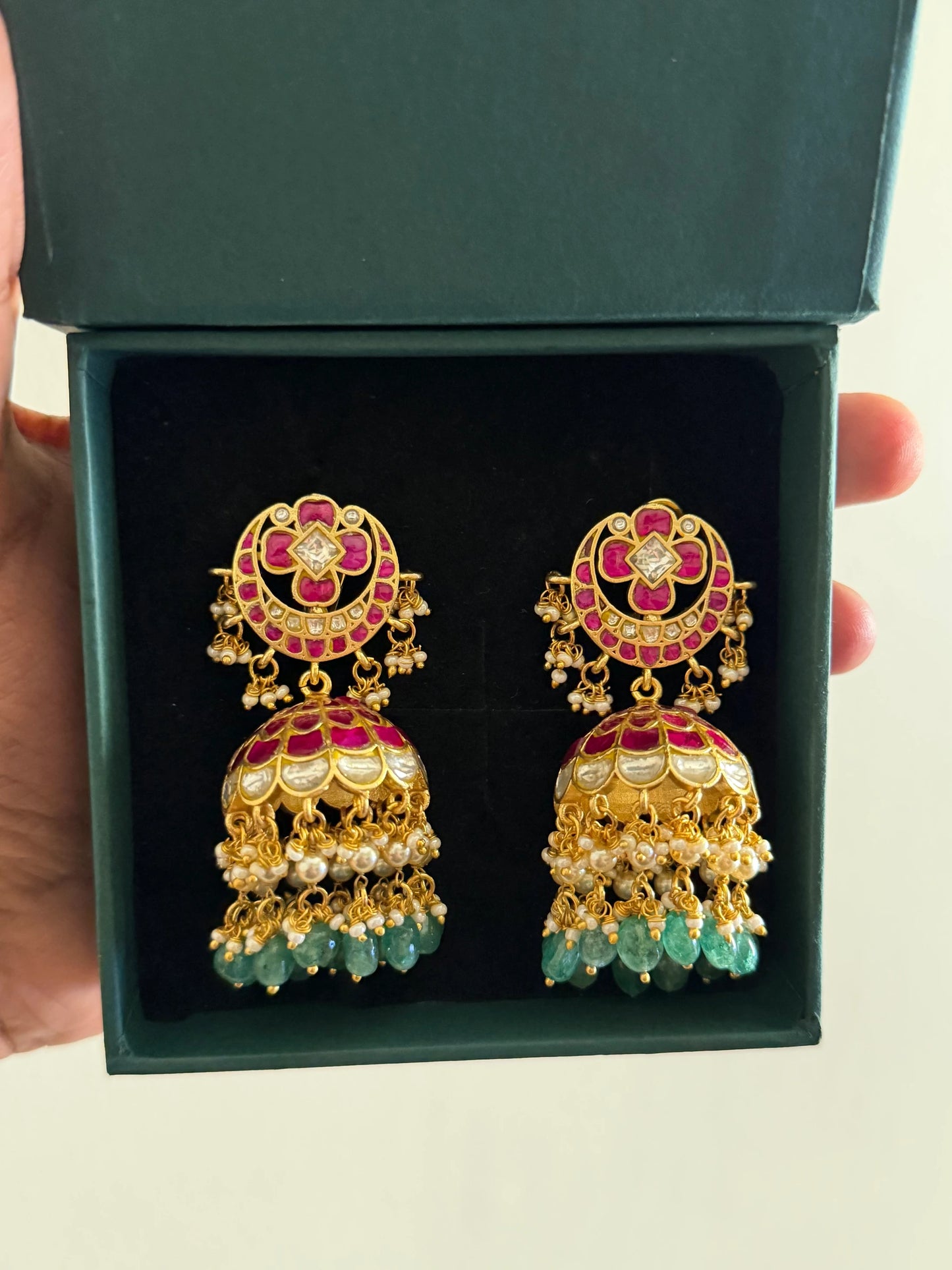 Grand Bridal Jadau Kundan Jhumka Earrings