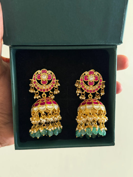 Grand Bridal Jadau Kundan Jhumka Earrings