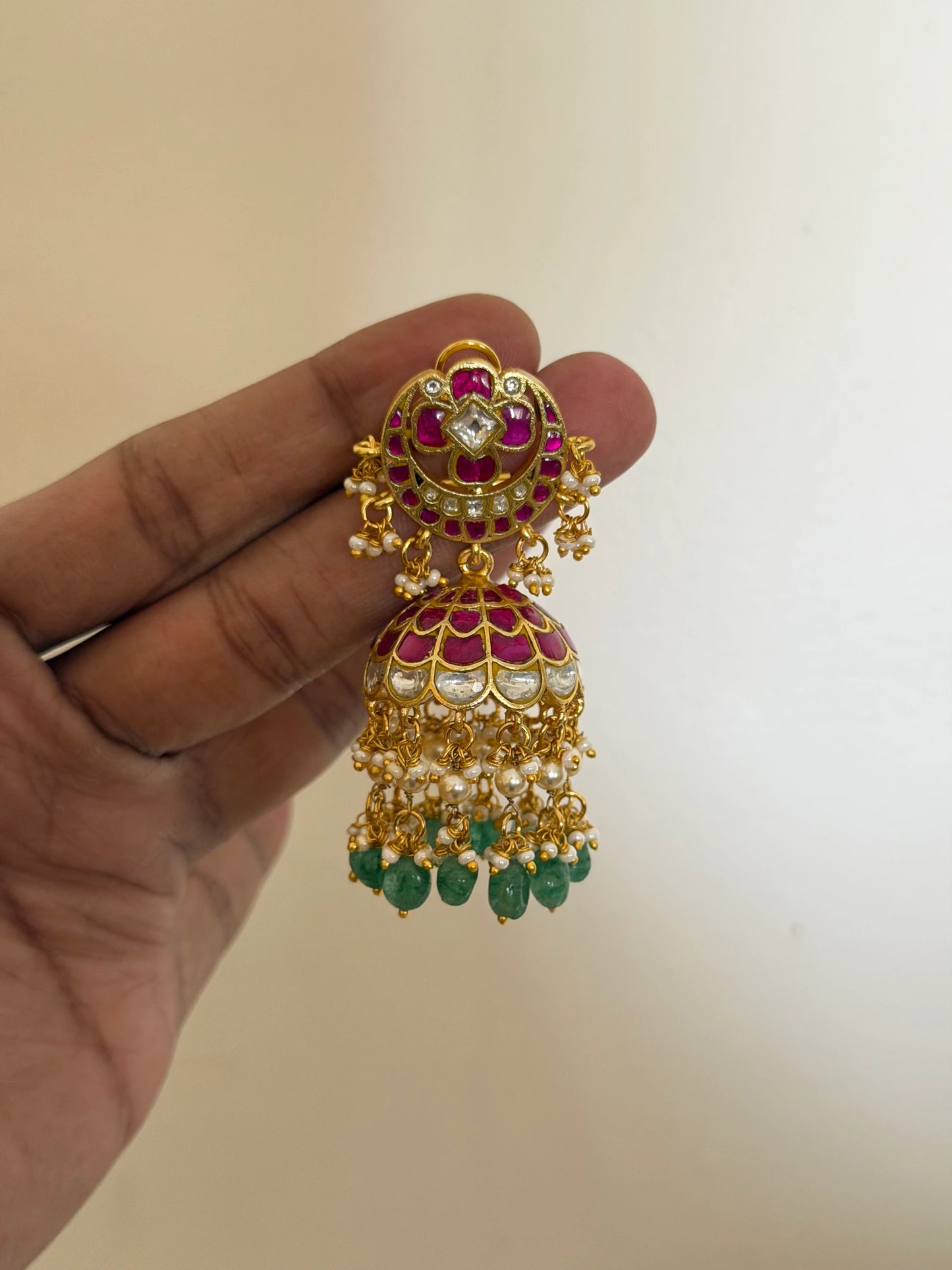 Grand Bridal Jadau Kundan Jhumka Earrings