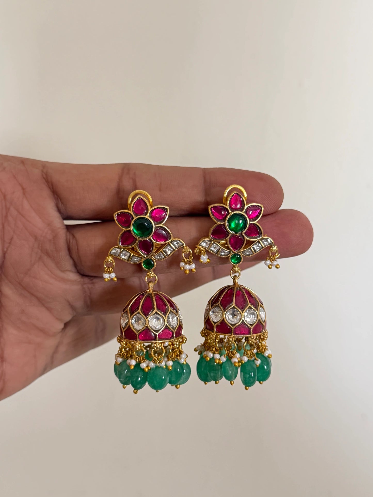 Multicolor Jadau Kundan Jhumka Earrings