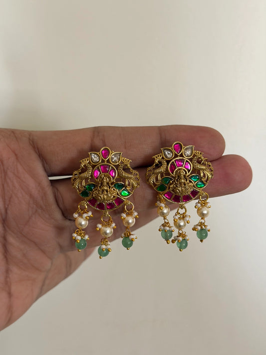 Temple Style Stud Jadau Kundan Earrings