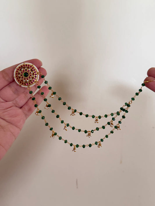 Jadau Kunda Stud Earrings with Ear chains