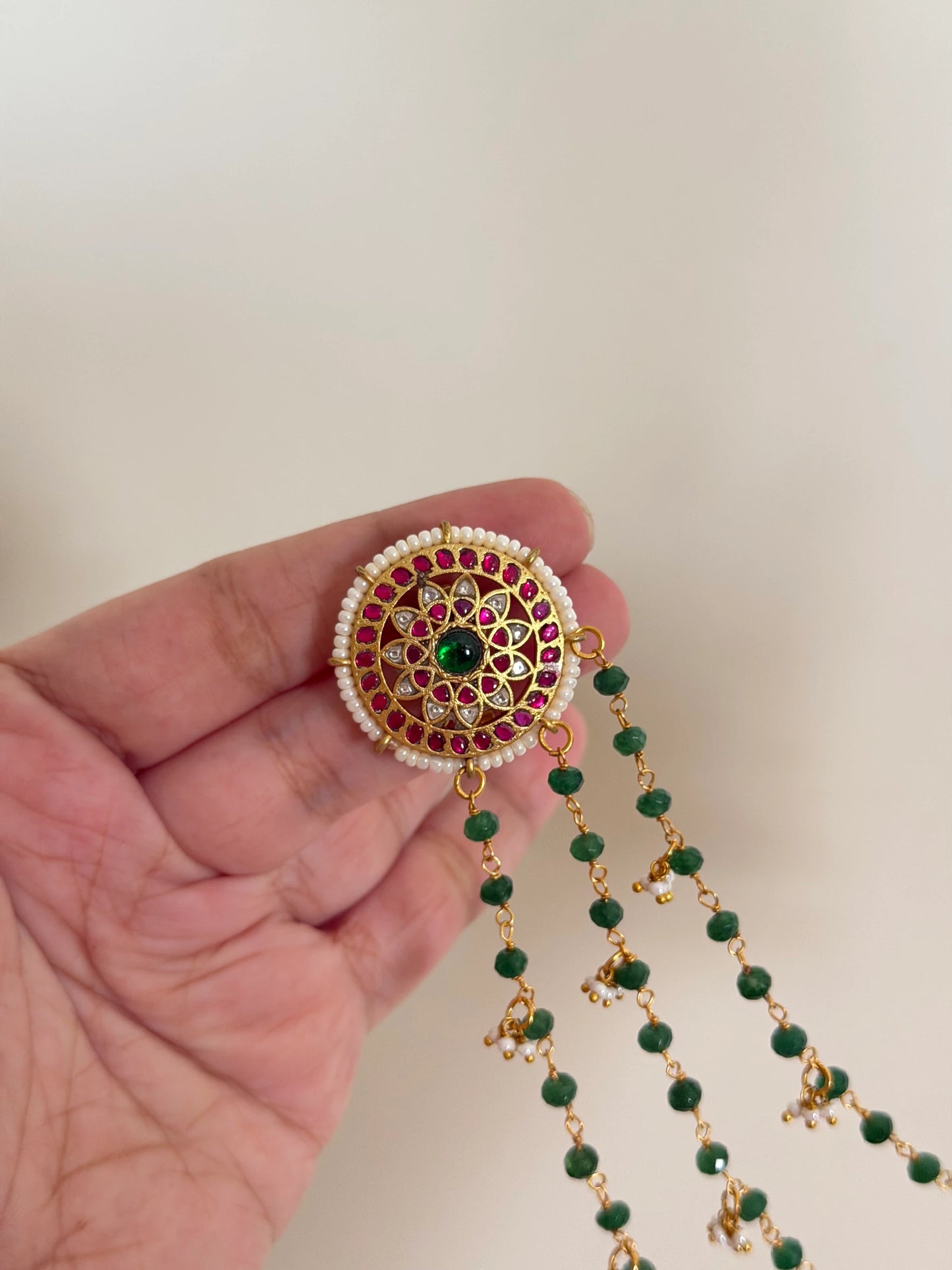 Jadau Kunda Stud Earrings with Ear chains