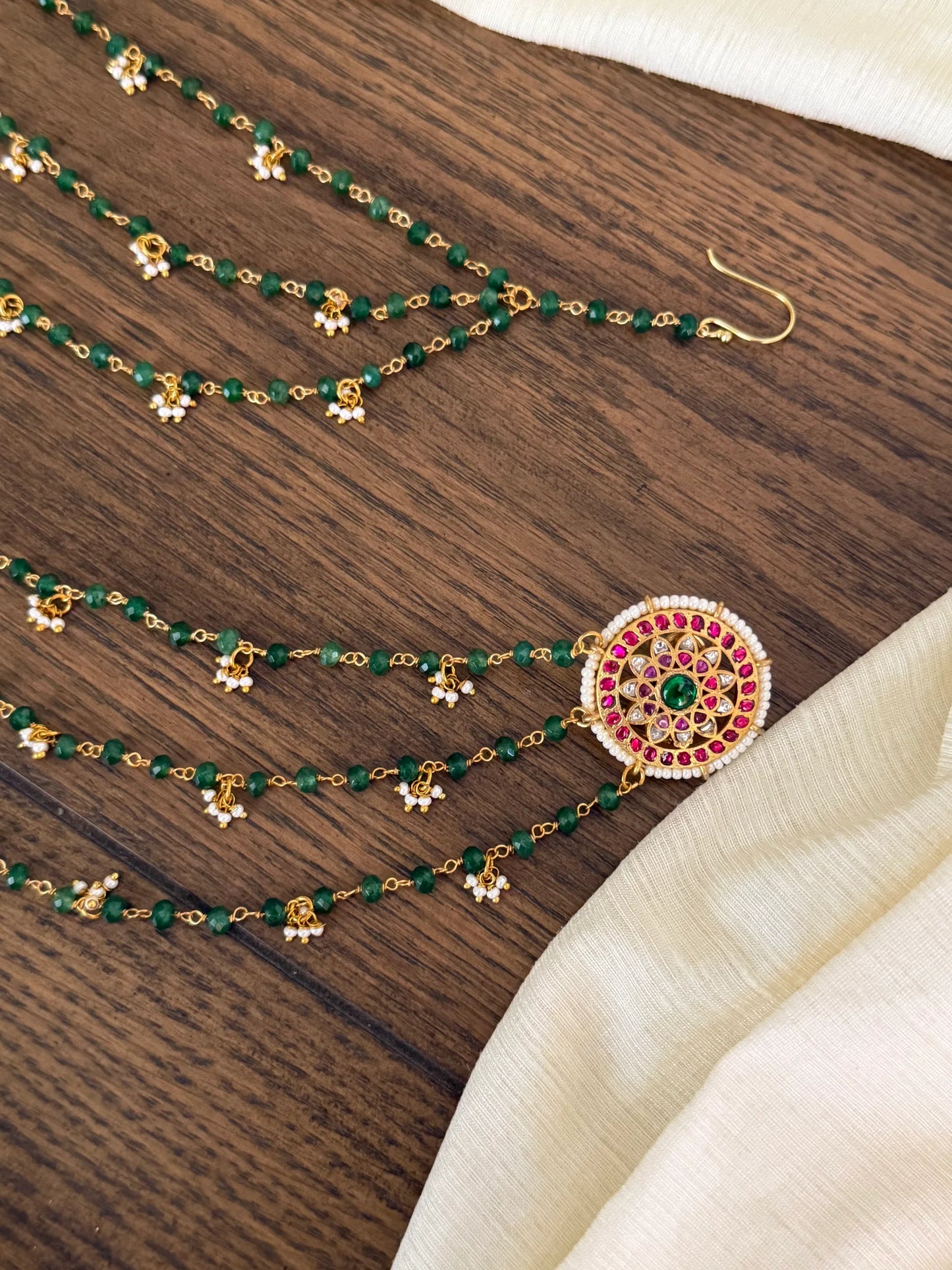 Jadau Kunda Stud Earrings with Ear chains