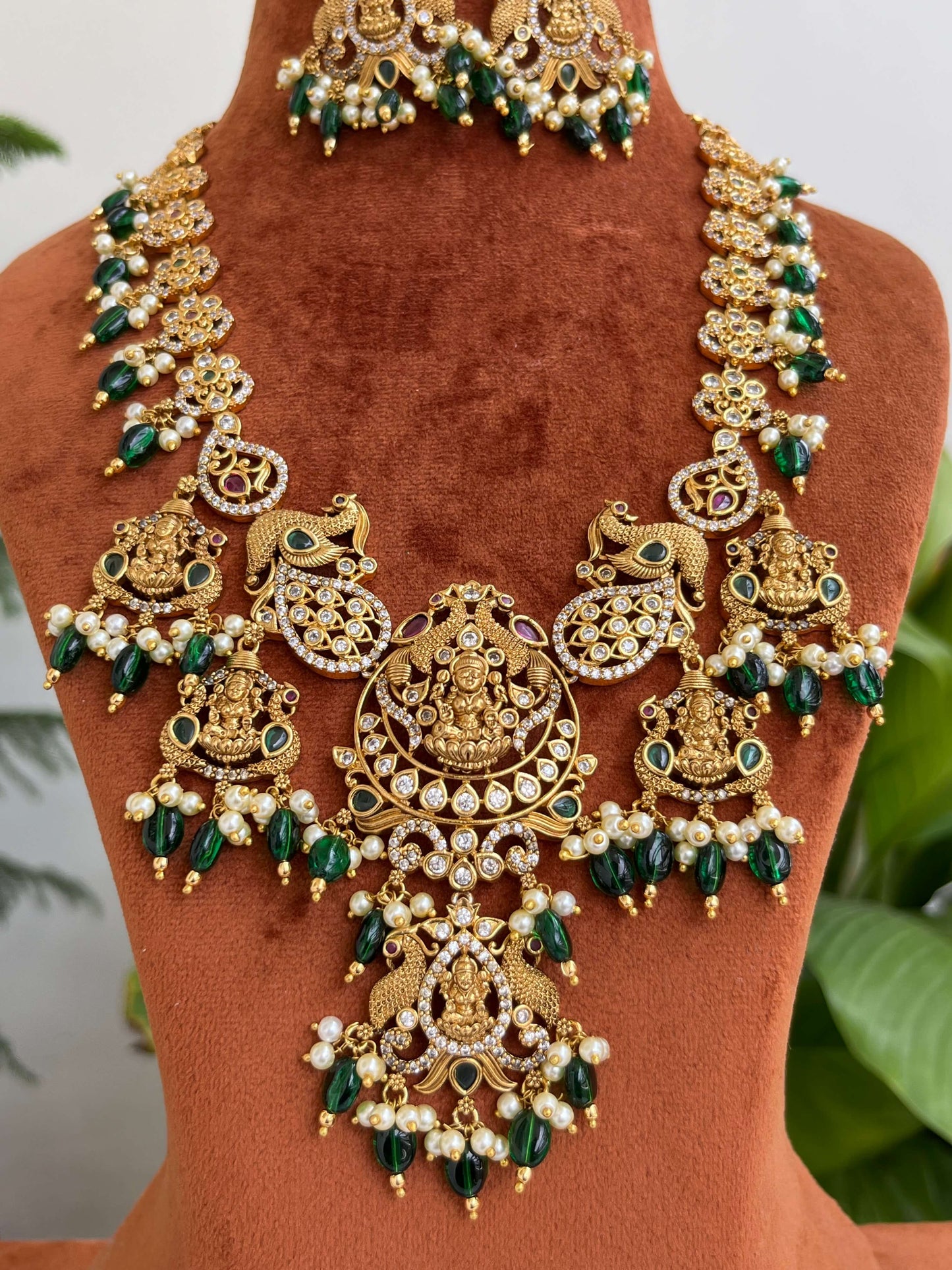 Bridal Temple Haram with Lakshmi Devi & Peacock Motifs | Nakshi Finish