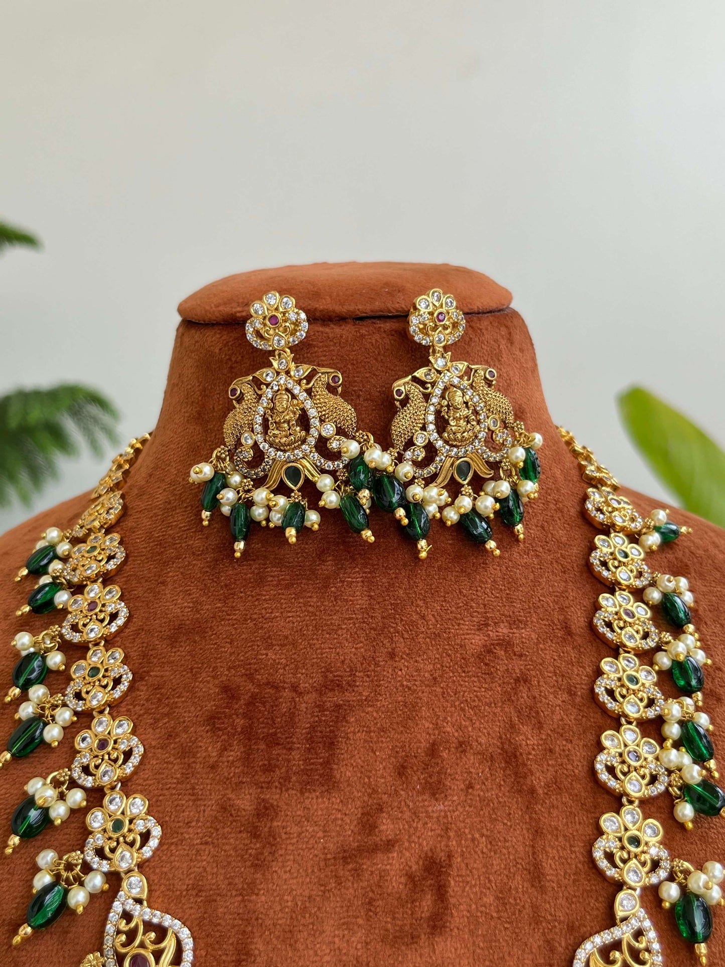Bridal Temple Haram with Lakshmi Devi & Peacock Motifs | Nakshi Finish