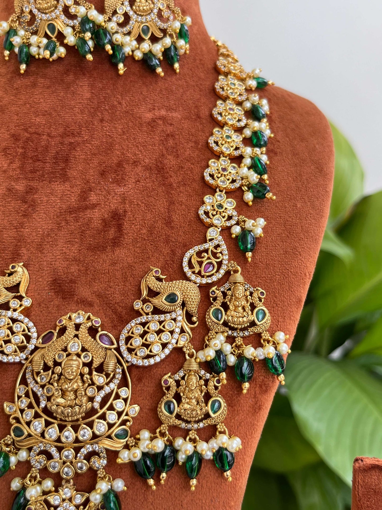 Bridal Temple Haram with Lakshmi Devi & Peacock Motifs | Nakshi Finish