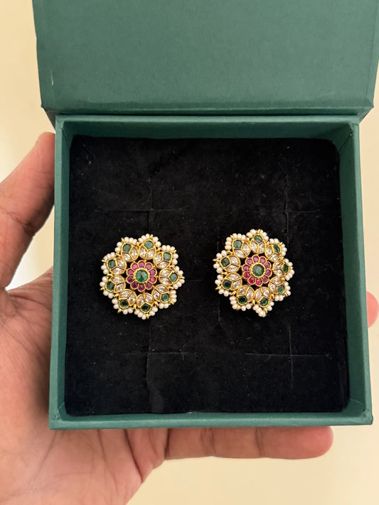 Beautiful Floral Kemp Stud Earrings