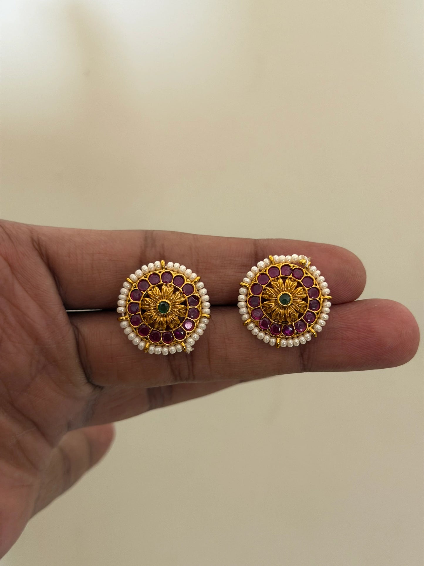 Amber Stone Stud Earrings