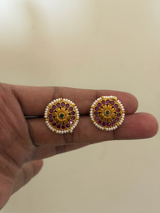 Amber Stone Stud Earrings