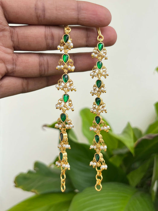 Jadau Kundan Mattal with Gutta Pusalu Pearls – Green & Ruby