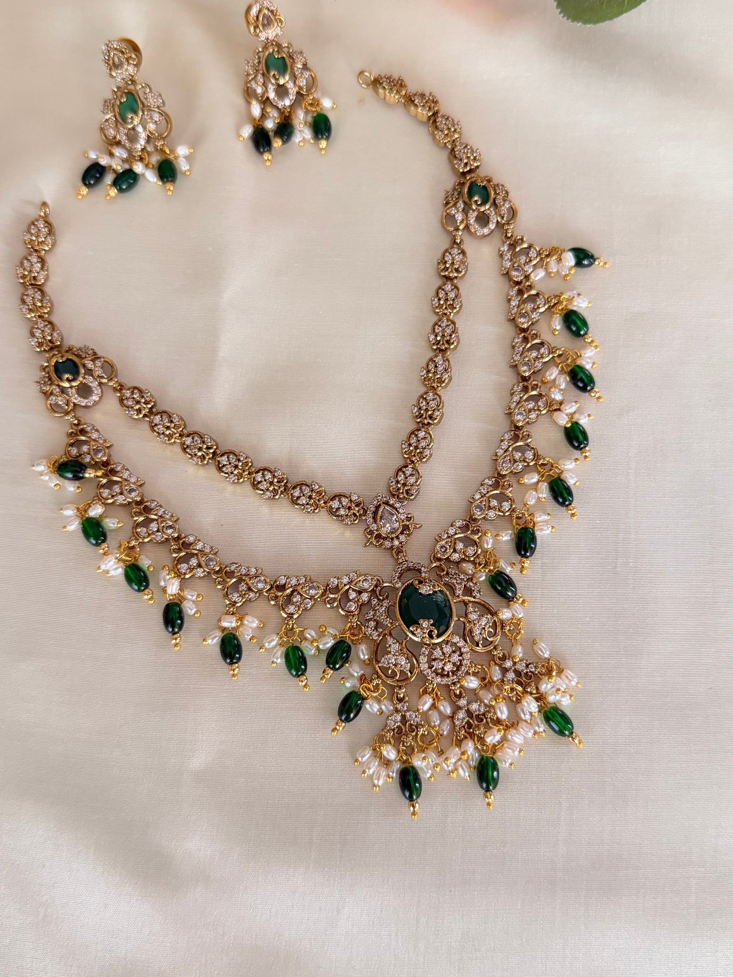 Double Layer Drop Layered Necklace Set