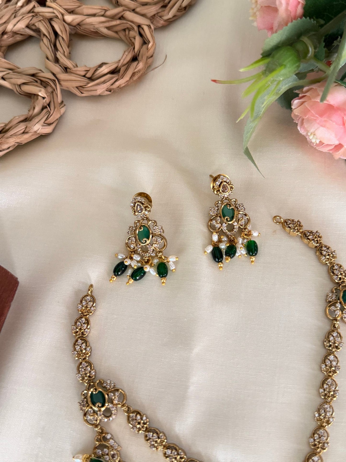 Double Layer Drop Layered Necklace Set