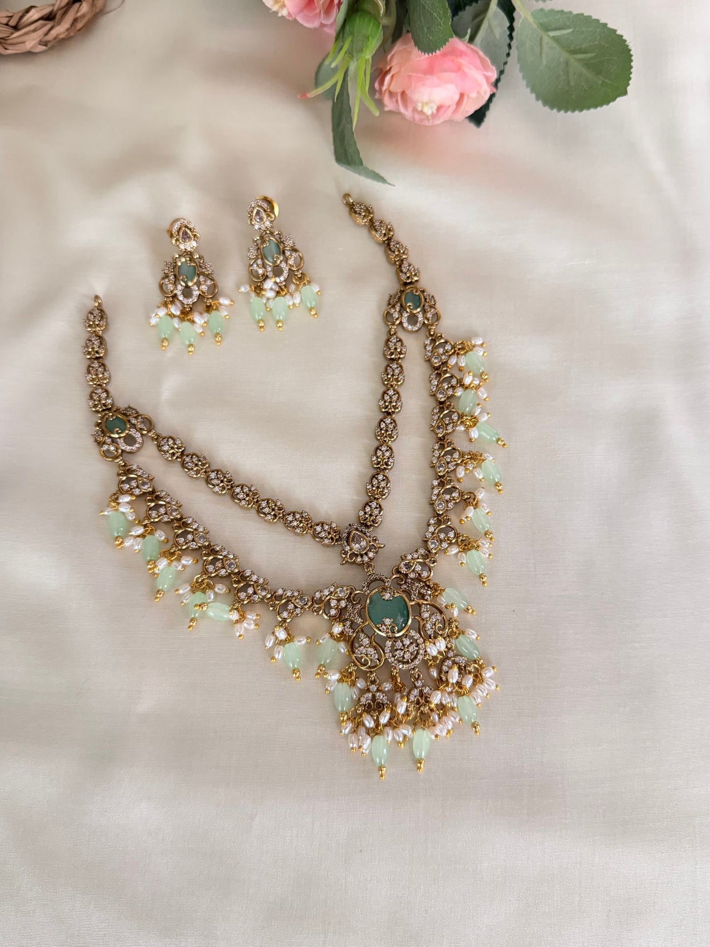 Double Layer Drop Layered Necklace Set