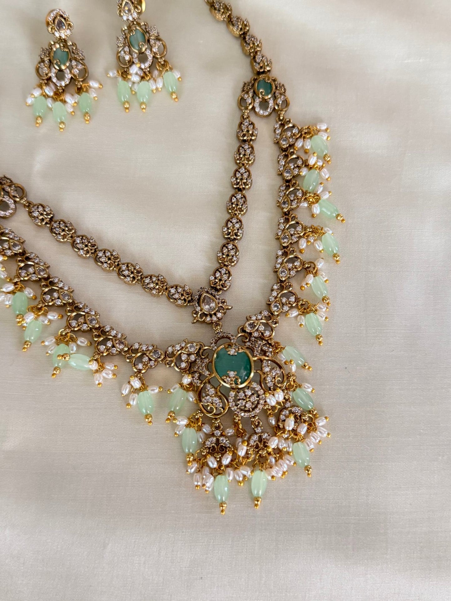 Double Layer Drop Layered Necklace Set