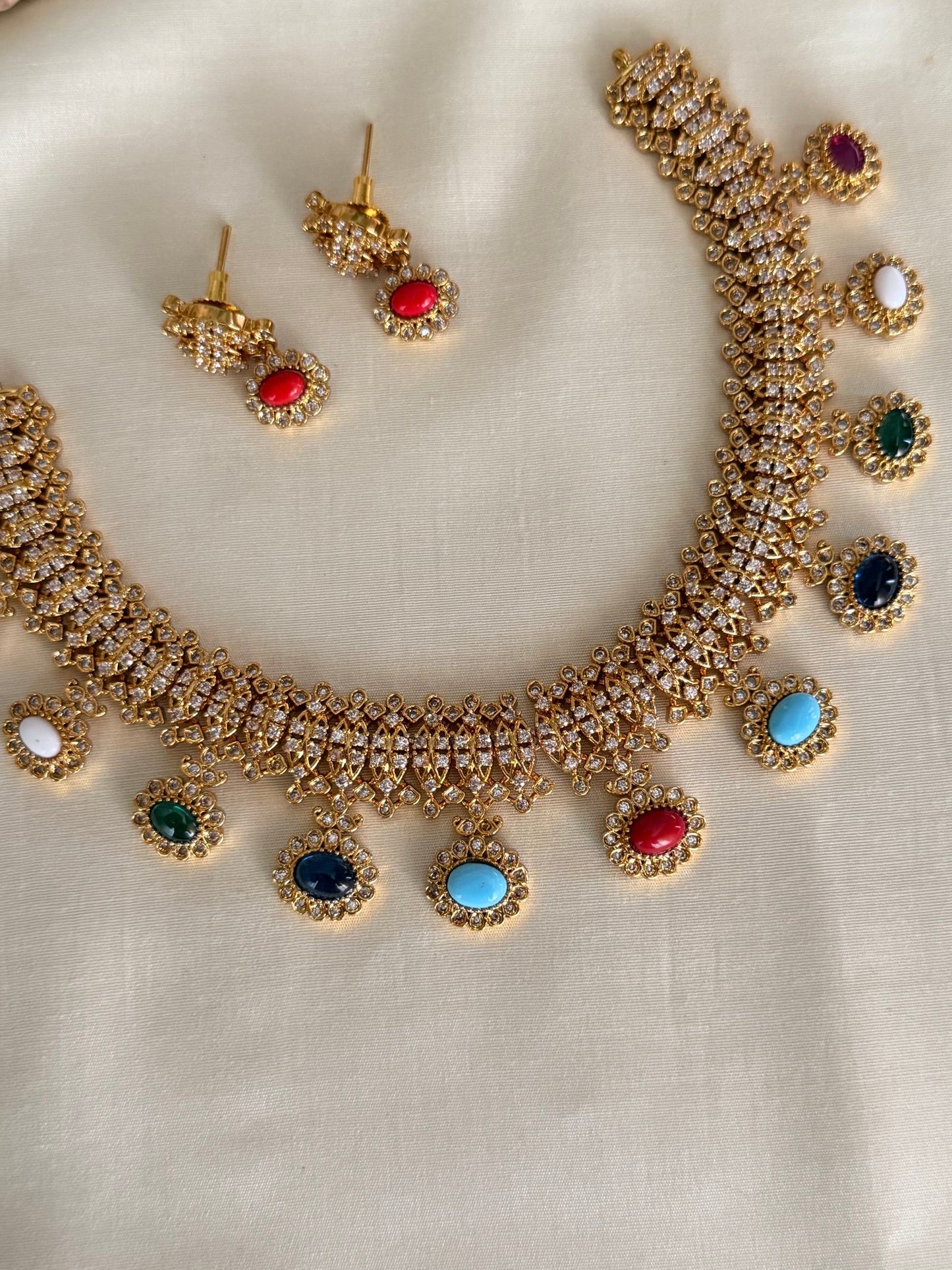 Multicolor Drop Collar Necklace Set