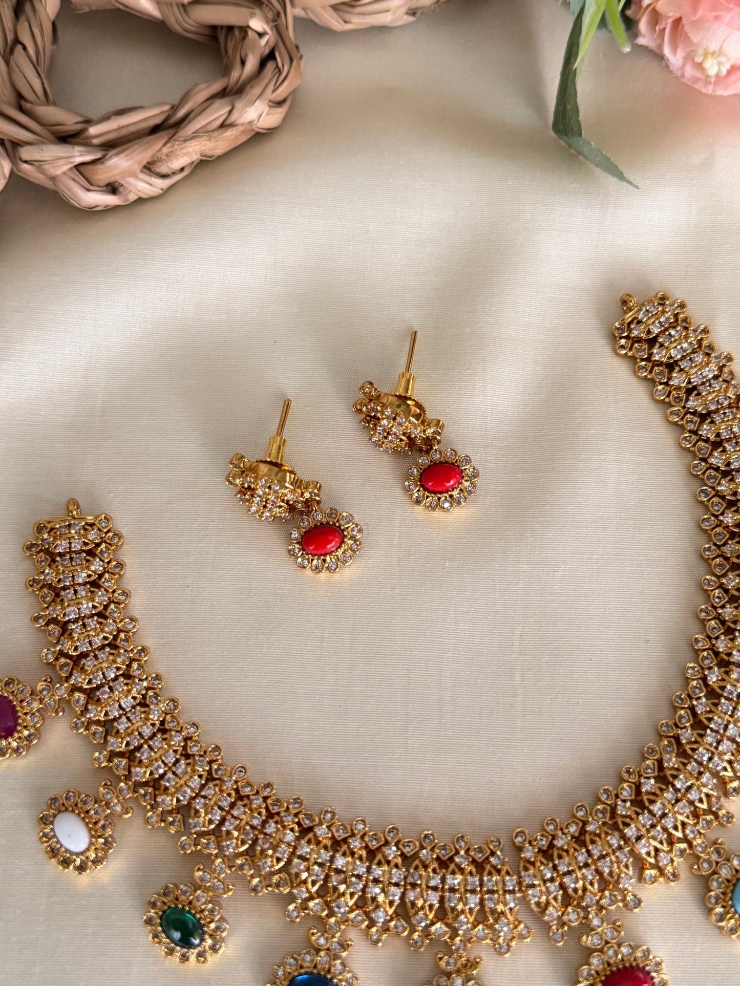 Multicolor Drop Collar Necklace Set