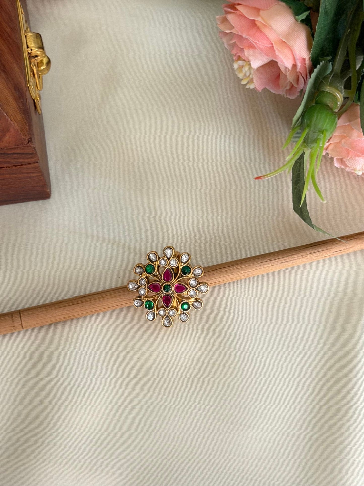 Multicolor Cluster Jadau Kundan Ring