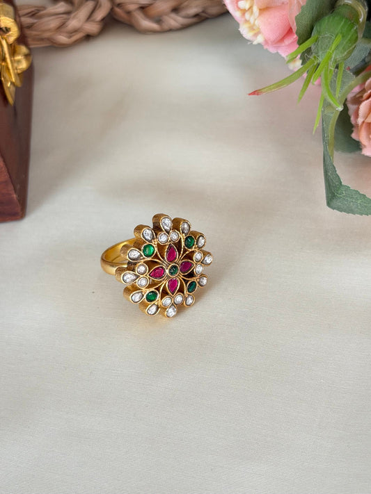 Multicolor Cluster Jadau Kundan Ring