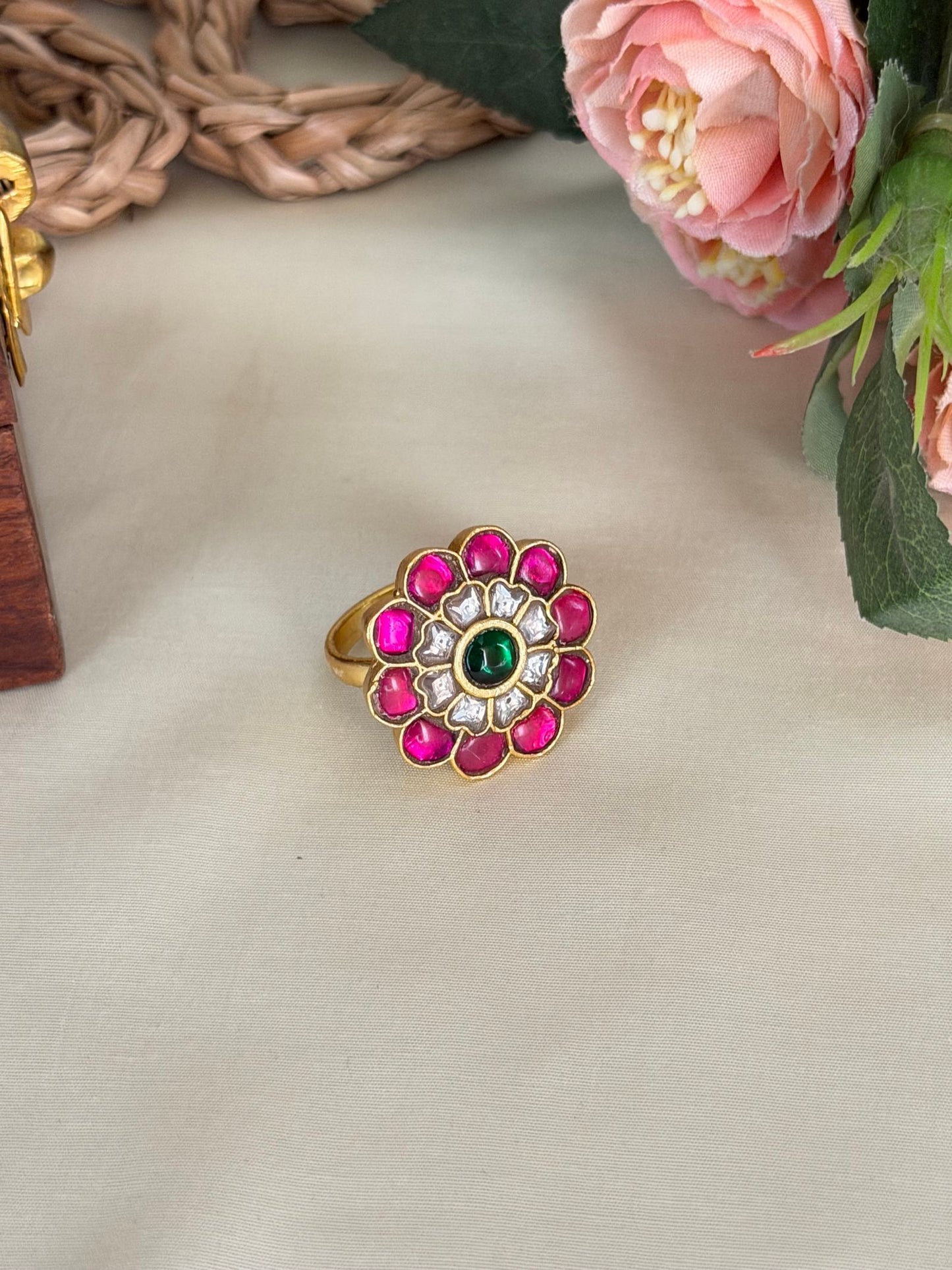 Floral Jadau Kundan Ring