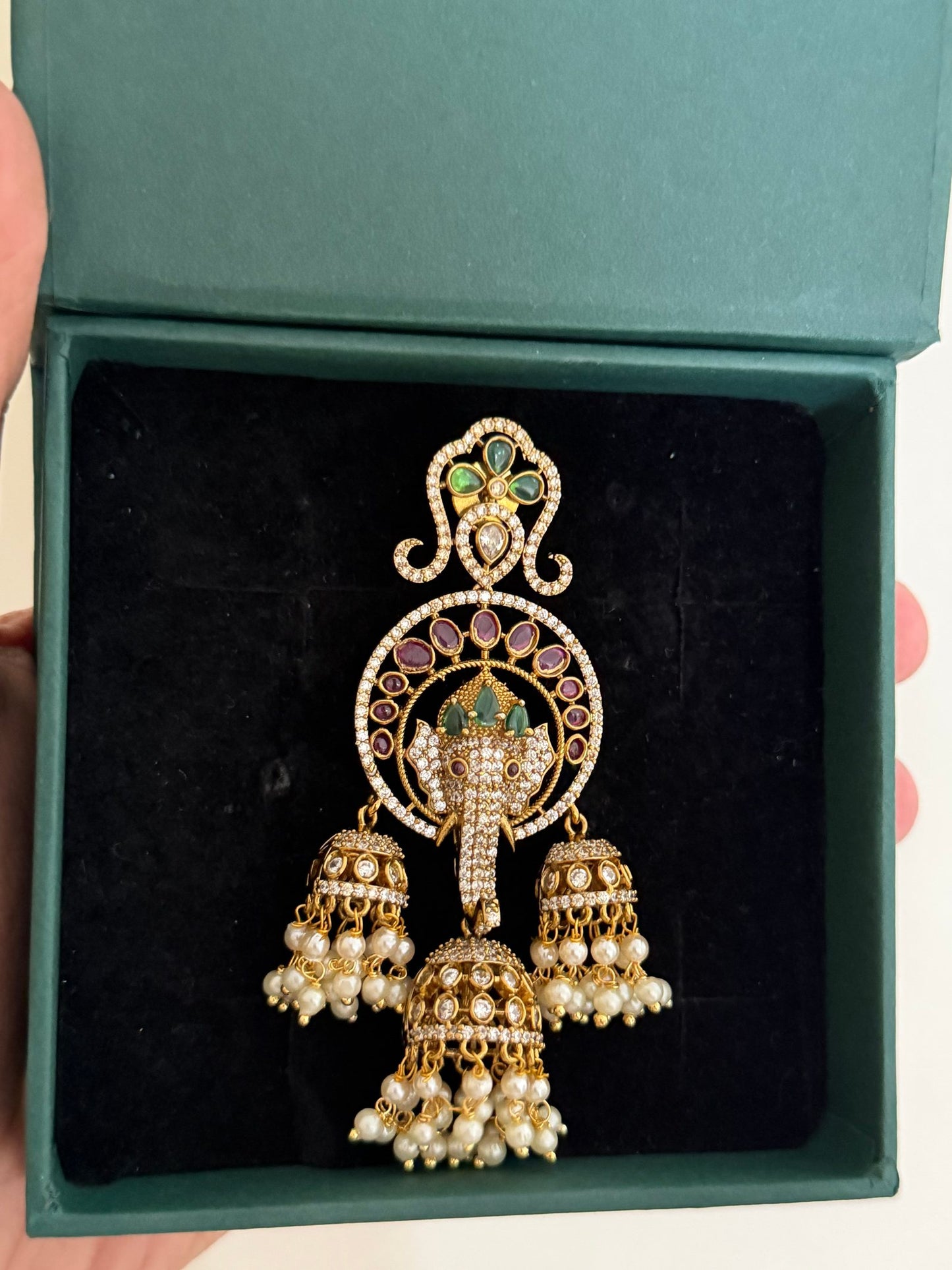 Lord Ganesh Motif Jhumka Earrings