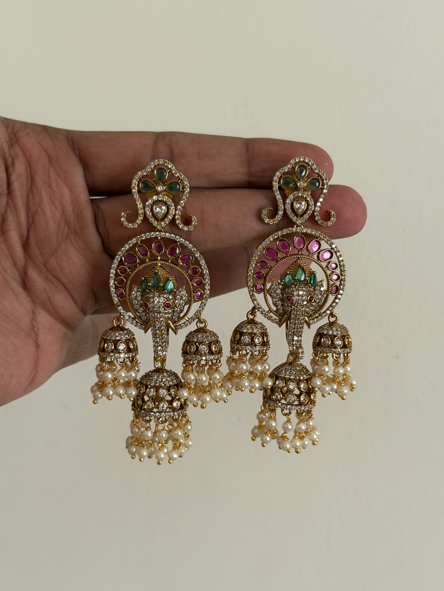 Lord Ganesh Motif Jhumka Earrings